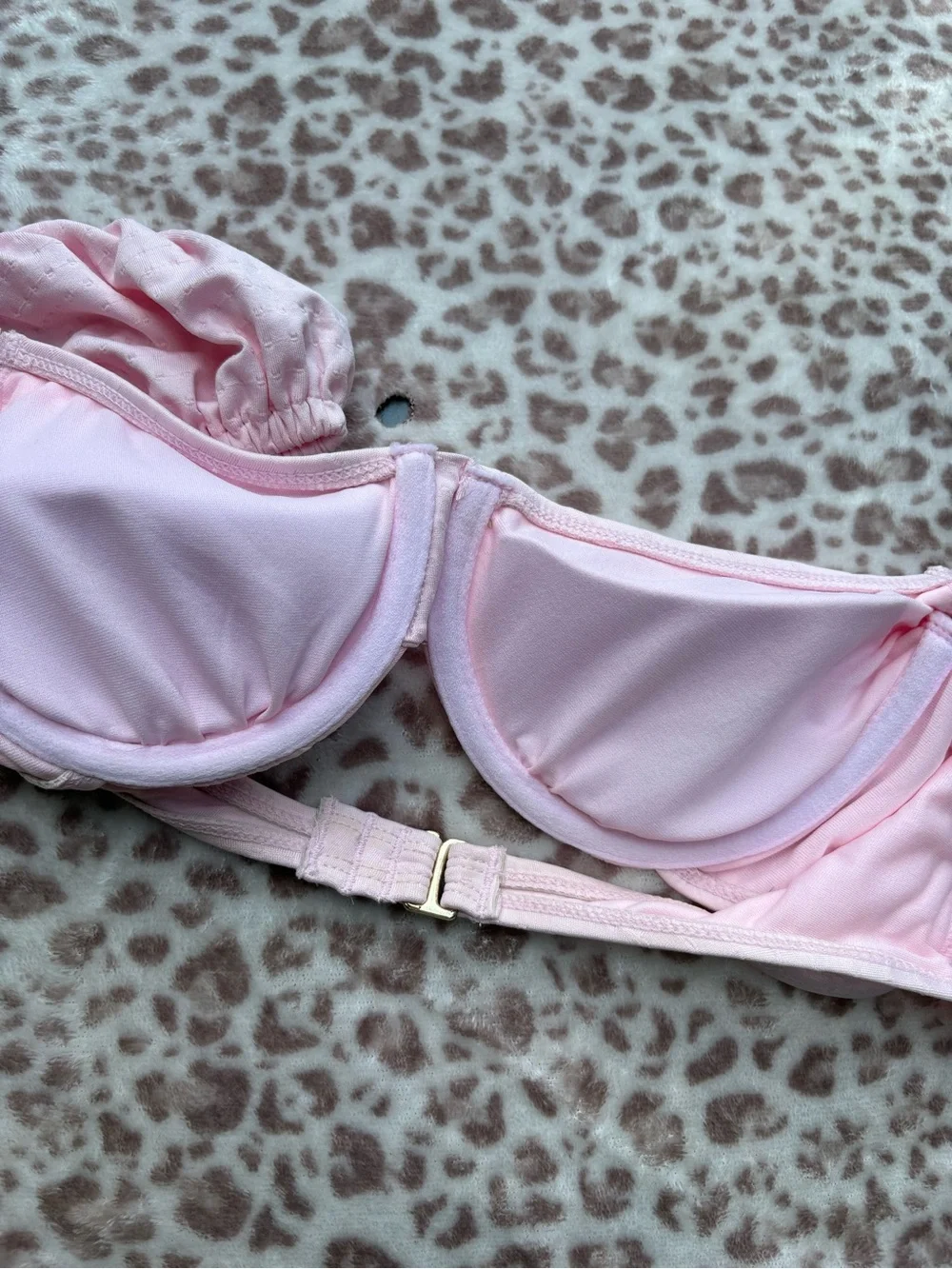 Coquette Pink Puff Sleeve Bikini Top Size Medium